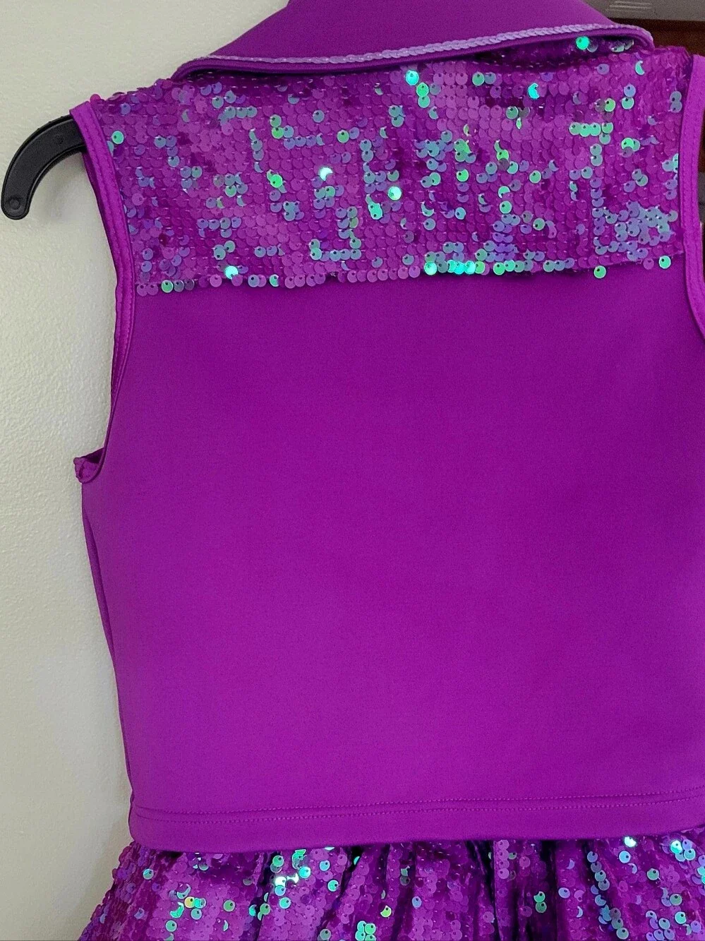 Kids Purple Sequin Costume with  Hair Bow